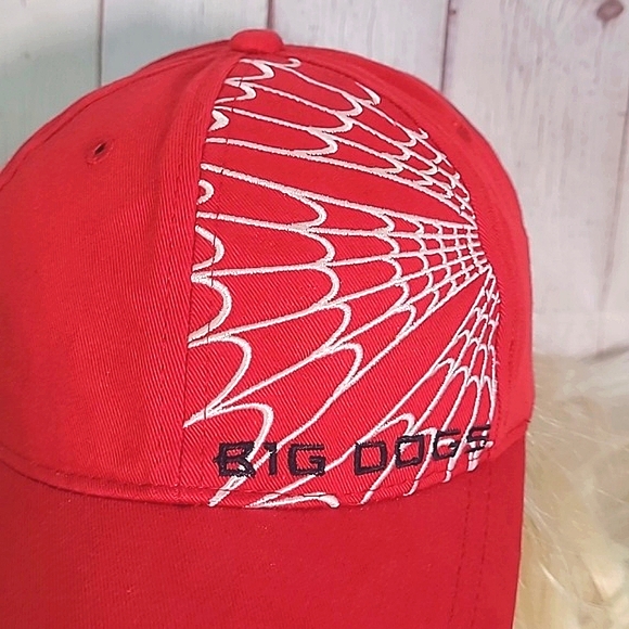 Vintage 90s Y2K Big Dogs Spider-Man Web Red Embroidered Adjustable Hat Cap - Picture 3 of 16